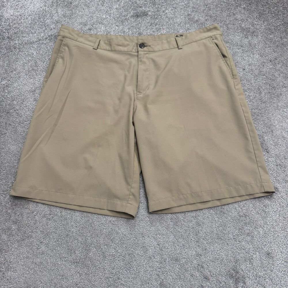 Adidas Golf Performance Chino Shorts Mens 42 Khaki Brown Flat Front Outdoor Prep